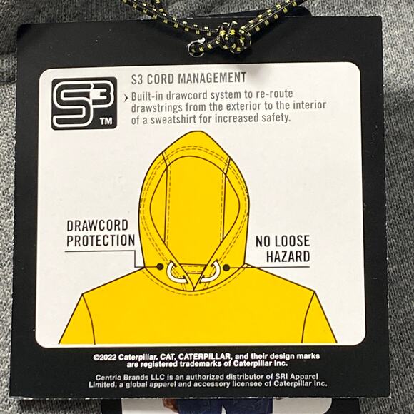 CAT Caterpillar Heavy Machinery Equipment Logo Hoodie Sweatshirt Gray MEDIUM - Picture 4 of 6